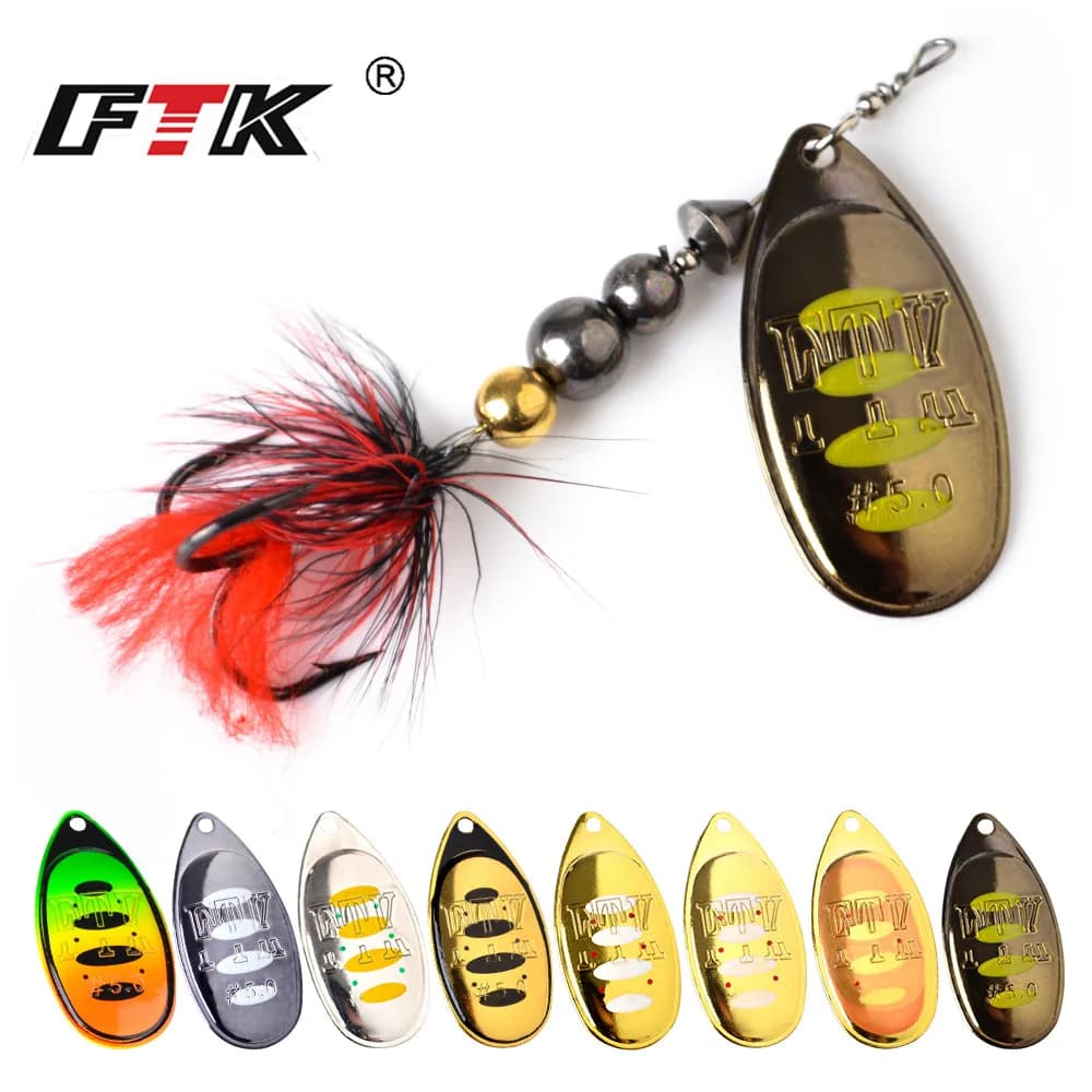 FTK esca da pesca cucchiaio Spinner Bait 1pc 12g 18g piuma esca per acqua salata accessori Treble Hook metallo richiamo duro Wobblers affrontare