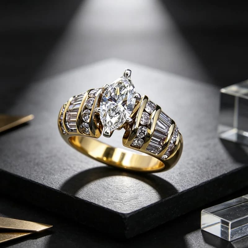 CAOSHI Special Interest Gorgeous Two Tone Finger Rings Shiny Marquise Cubic Zirconia Rings for Women Delicate Wedding Jewelry
