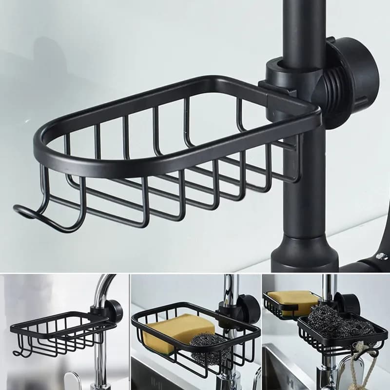 Kitchen Sink Faucet Shelf Bathroom Shelf Soap Sponge Drain Cloth Rag Storage Rack Sink Organizer Drainer Basket Soap Dish Holder