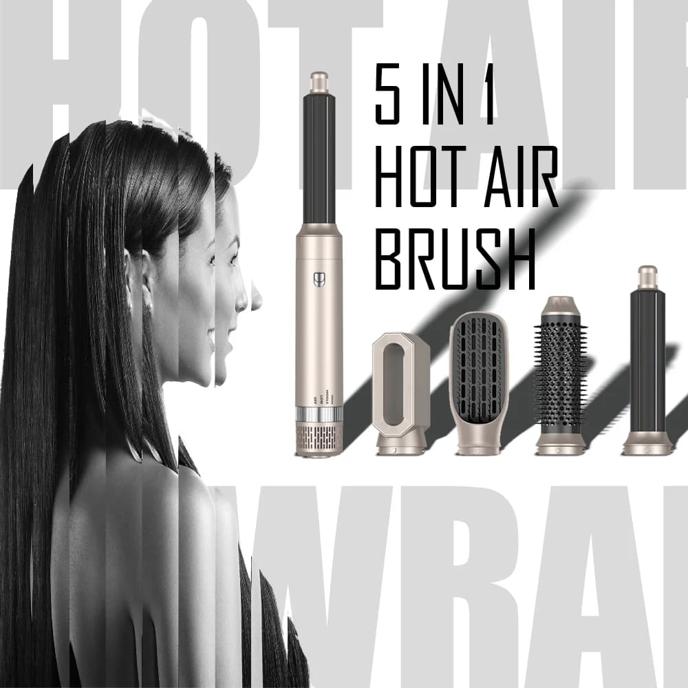 Hair dryer 5 in 1 multifunctional electric comb with negative ions iron curling brush to curl detachable hair dryer