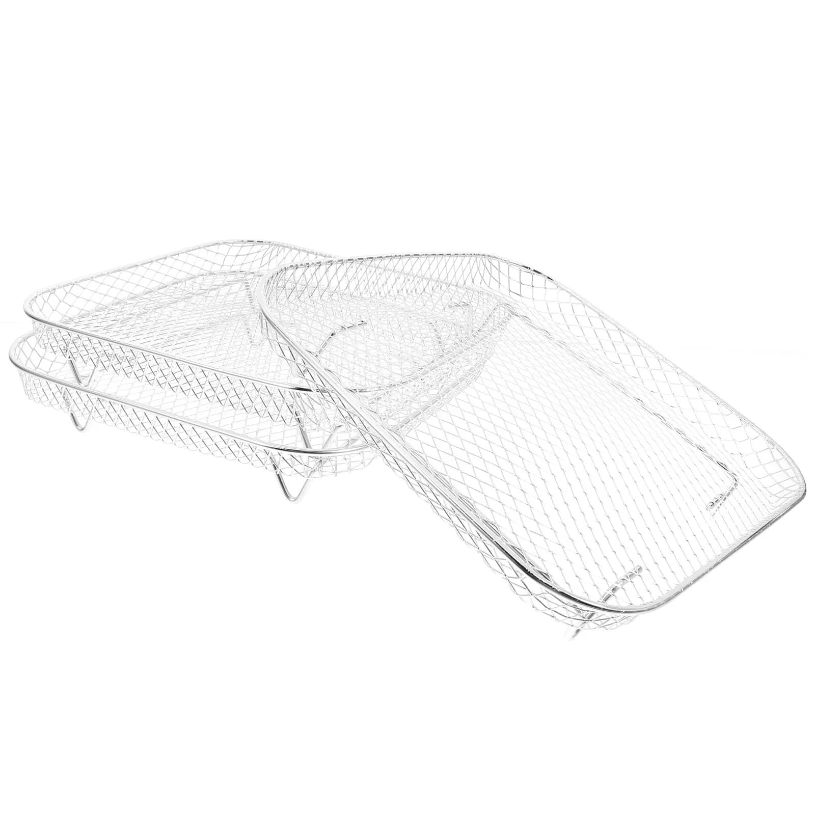 1Set Stainless Steel Air Fryer Rack Stackable Grill Rack Multifunctional Grilling Frying Dehydrating Oven Accessories