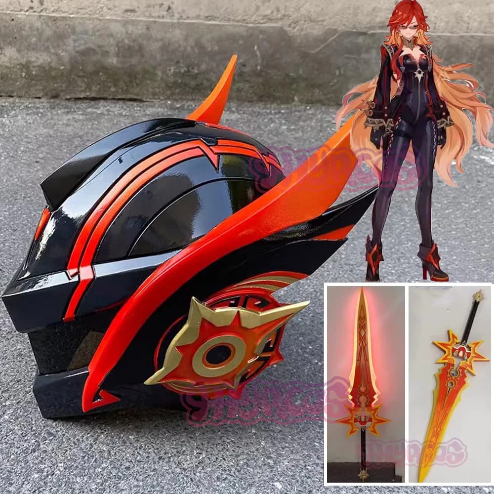 Mavuika Cosplay Genshin Impact Pyro Archon Gli oggetti di scena per casco da motociclista sono solo in forma Accessori per personaggi Festa di Halloween
