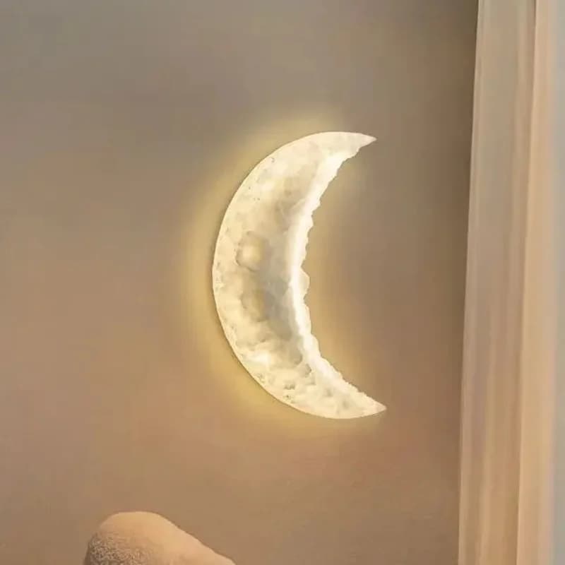 Modern Simple Designed Moon Shaped Creative LED Wall Lamp Bedroom Bedside Light Corridor Living Room Atmosphere Decor Lighting
