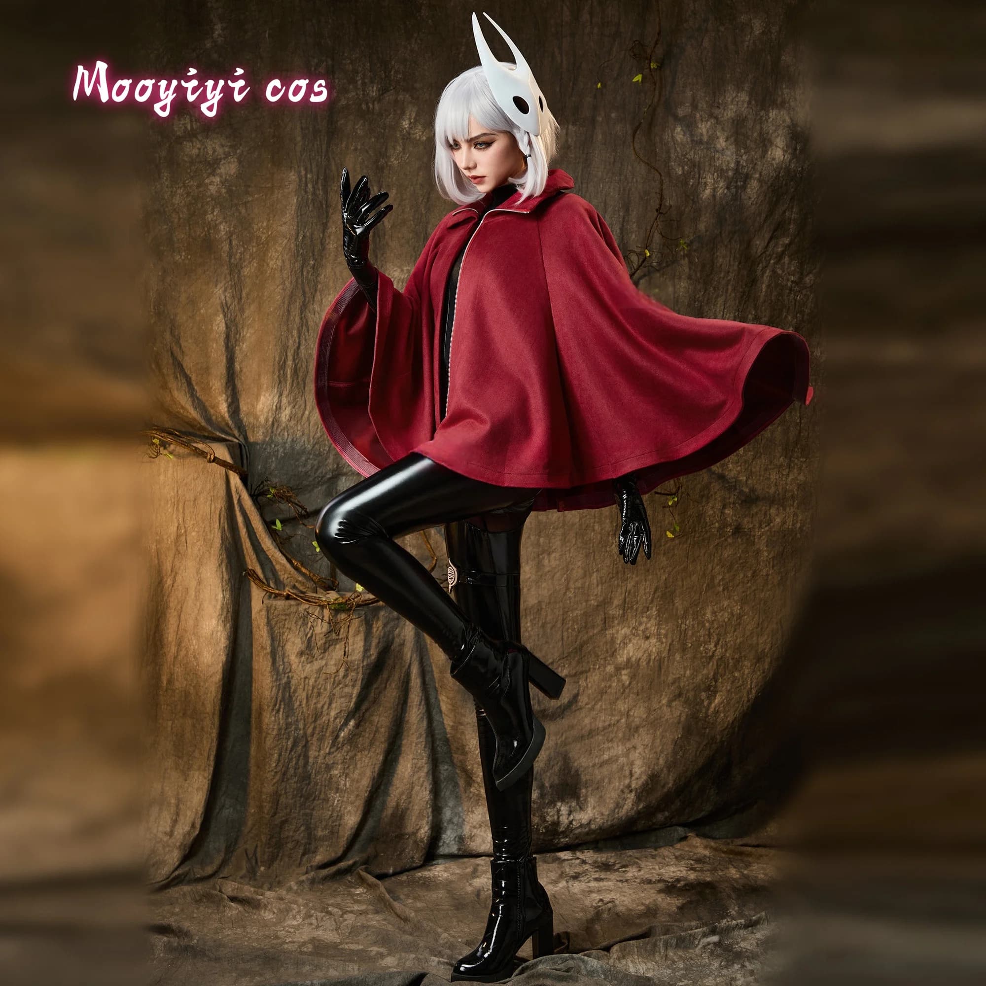 Nuovo Costume da Cosplay Game Knight Hornet, Costume di Halloween, Costume di Natale, Gioco di Ruolo S-XL, Mantello Rosso, Maschera Bianca