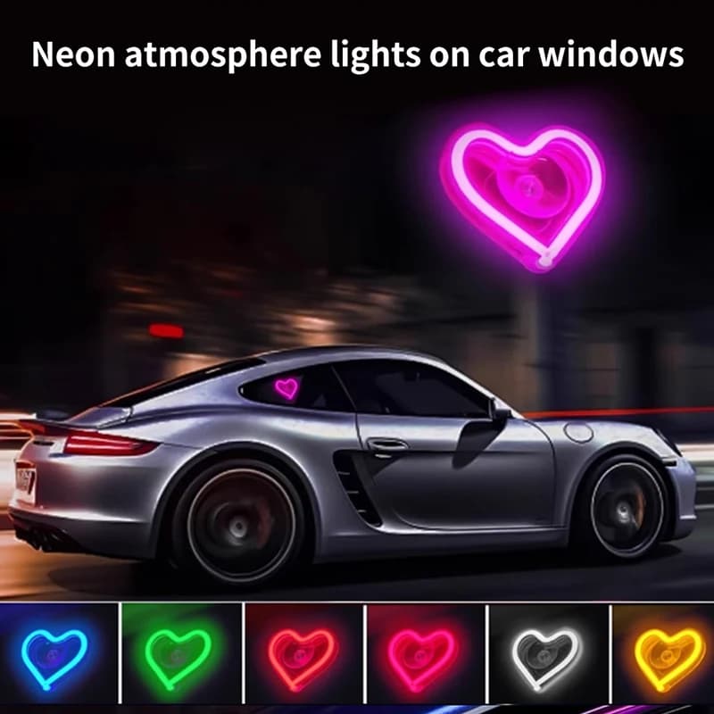 Luce LED a neon per finestrino triangolare dell'auto, luce d'ambiente per decorazione interna, illuminazione del lunotto posteriore, cablaggio USB senza fili.