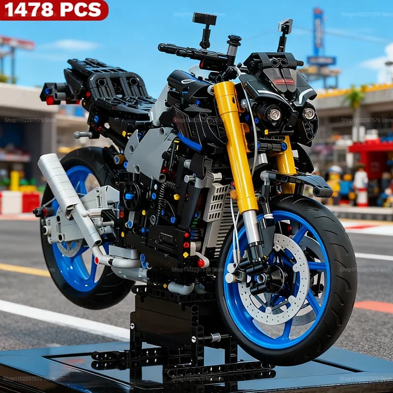 Kit di Costruzione Moto da Corsa 1478 Pezzi, Modello Educativo per Adulti, Giocattolo Regalo, Modello da Collezione per Ragazzi