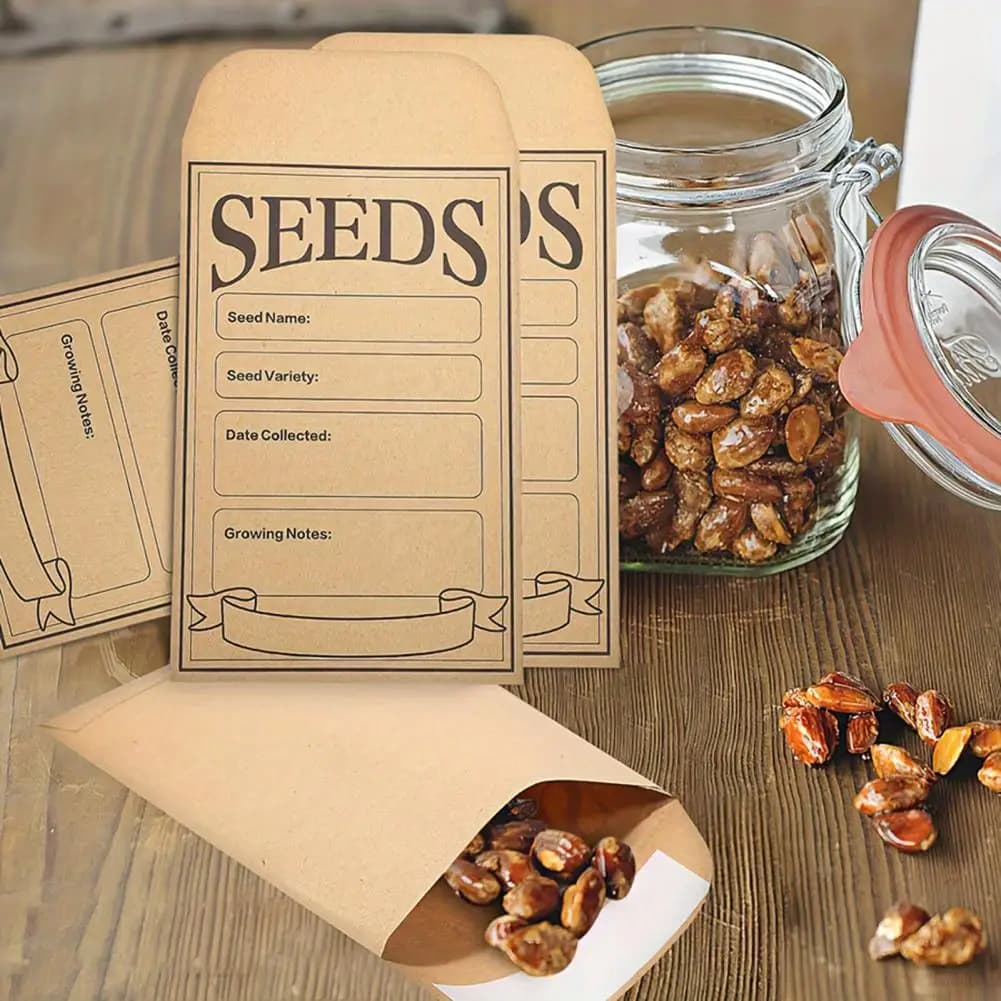 50 Pz 8*12 cm Storage Seeds Paper Envelope Transparent Window Flowers Vegetable Spices Seeds Tenuta Bags Supplies For Home Gardening