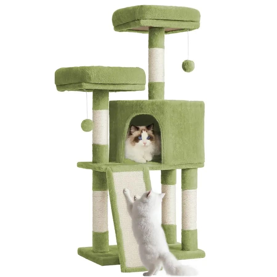 Torre per gatti, albero per gatti da interno, condo per gatti da 45,3 pollici con tiragraffi, rampa, pesce persico, spaziosa grotta per gatti, per gattini, anziani
