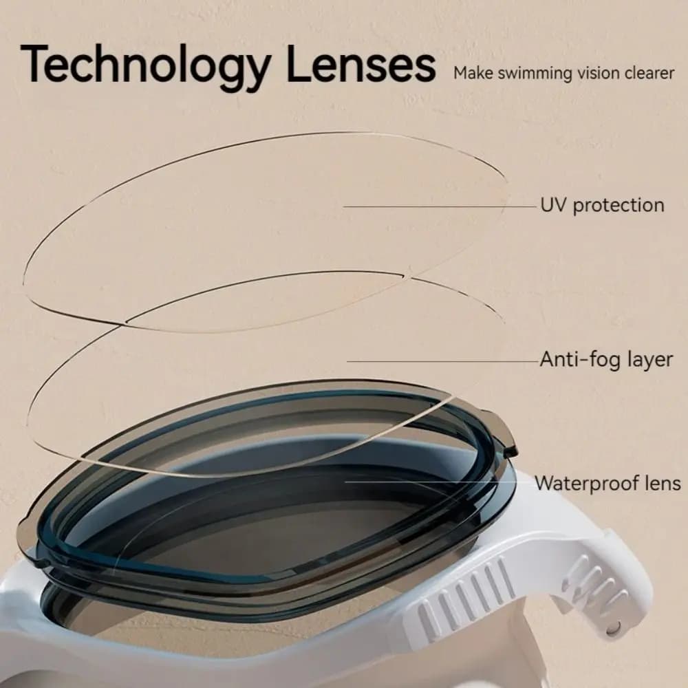 New Swimwear Waterproof for Adults Professional HD with Ear Caps, Swimming Accessories, Scuba Diving Glasses and Water Sports