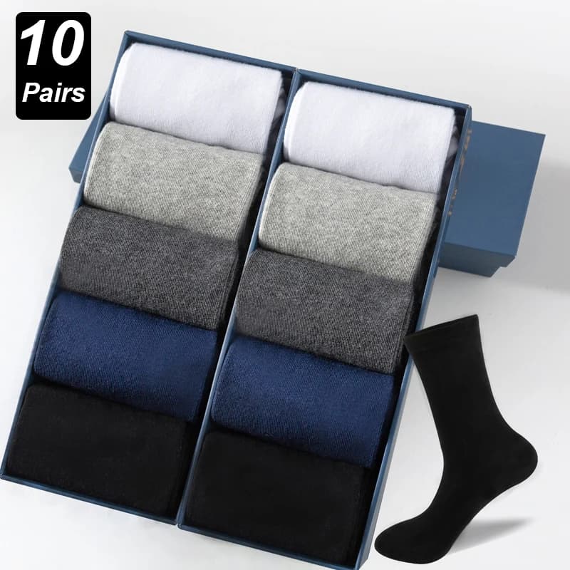 10 pairs/lot men cotton socks combed black casual high quality breathable new men's sock for men strong sizes EU38-48