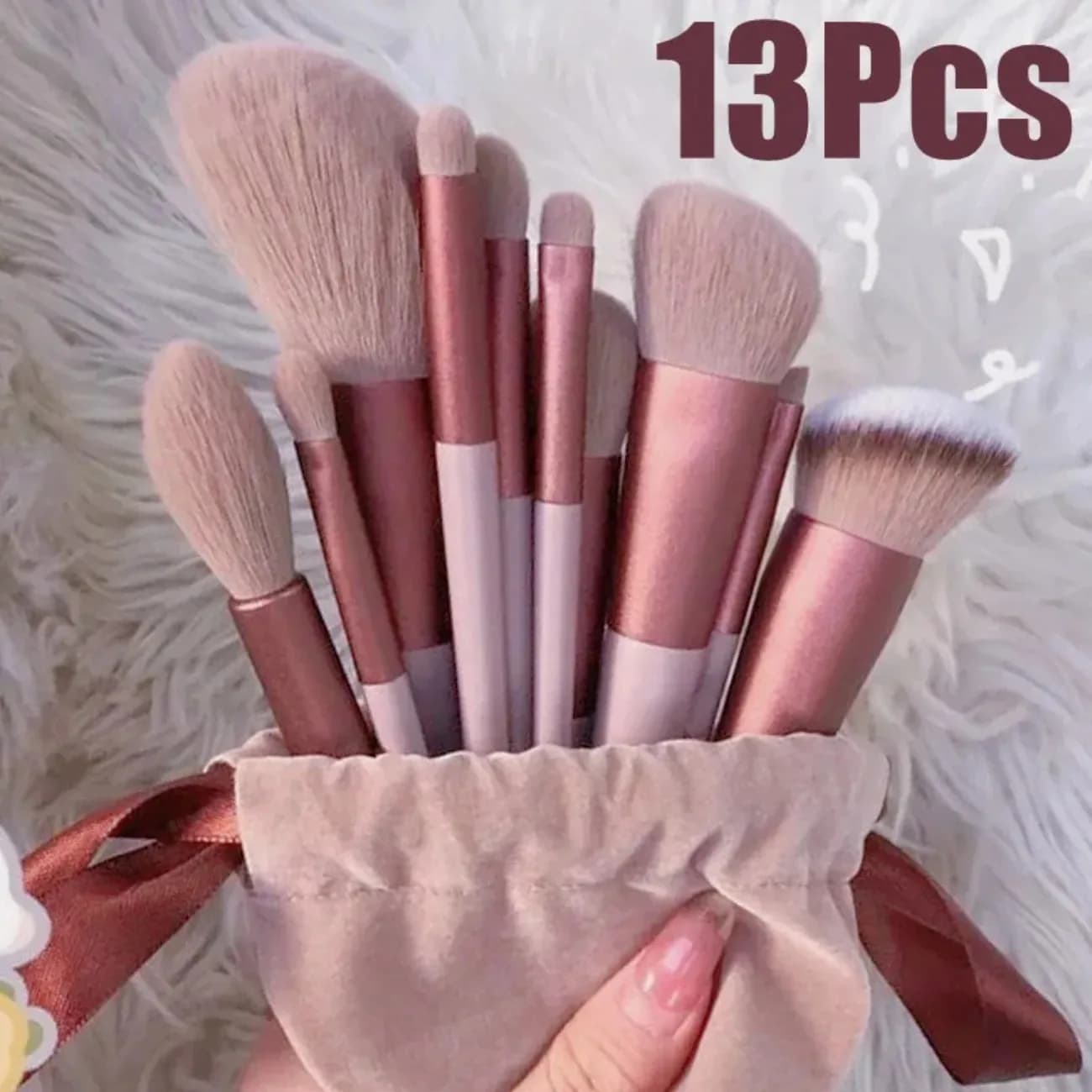 Set Professionale di 13 Pennelli per Trucco Ultra Morbidi Sintetici - Pennelli per Ombretto, Eyeliner, Fondotinta e Sfumatura con Borsa Inclusa