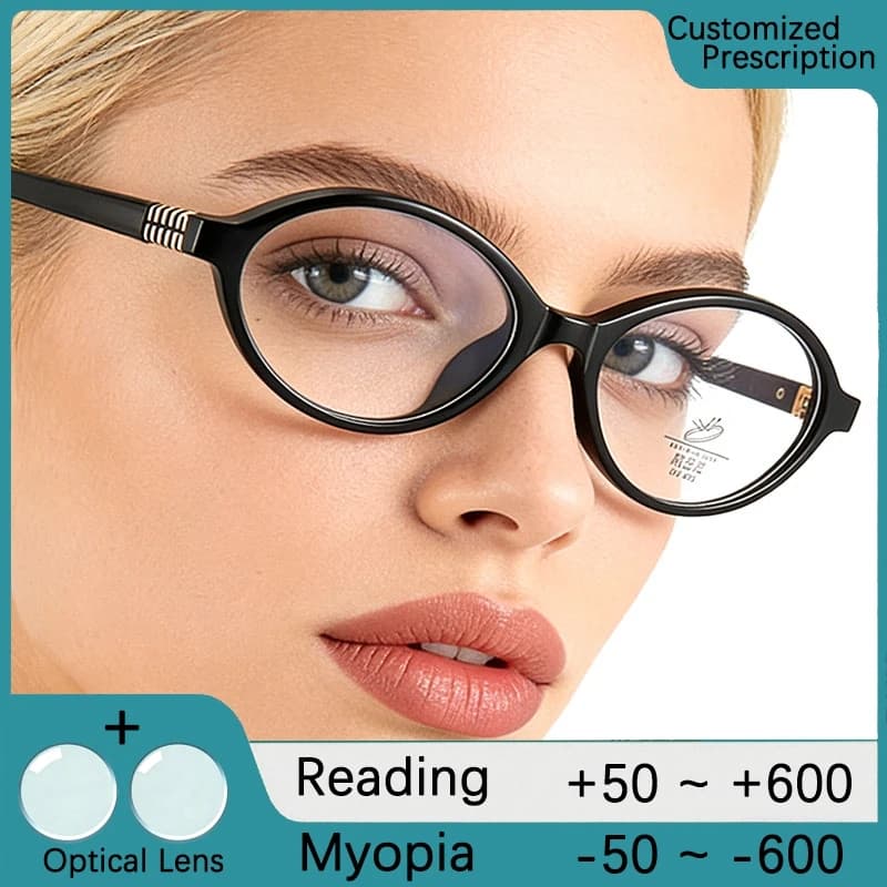 Occhiali da vista fotocromatici intelligenti da donna, ovali, con lenti che cambiano colore, per miopia, con prescrizione