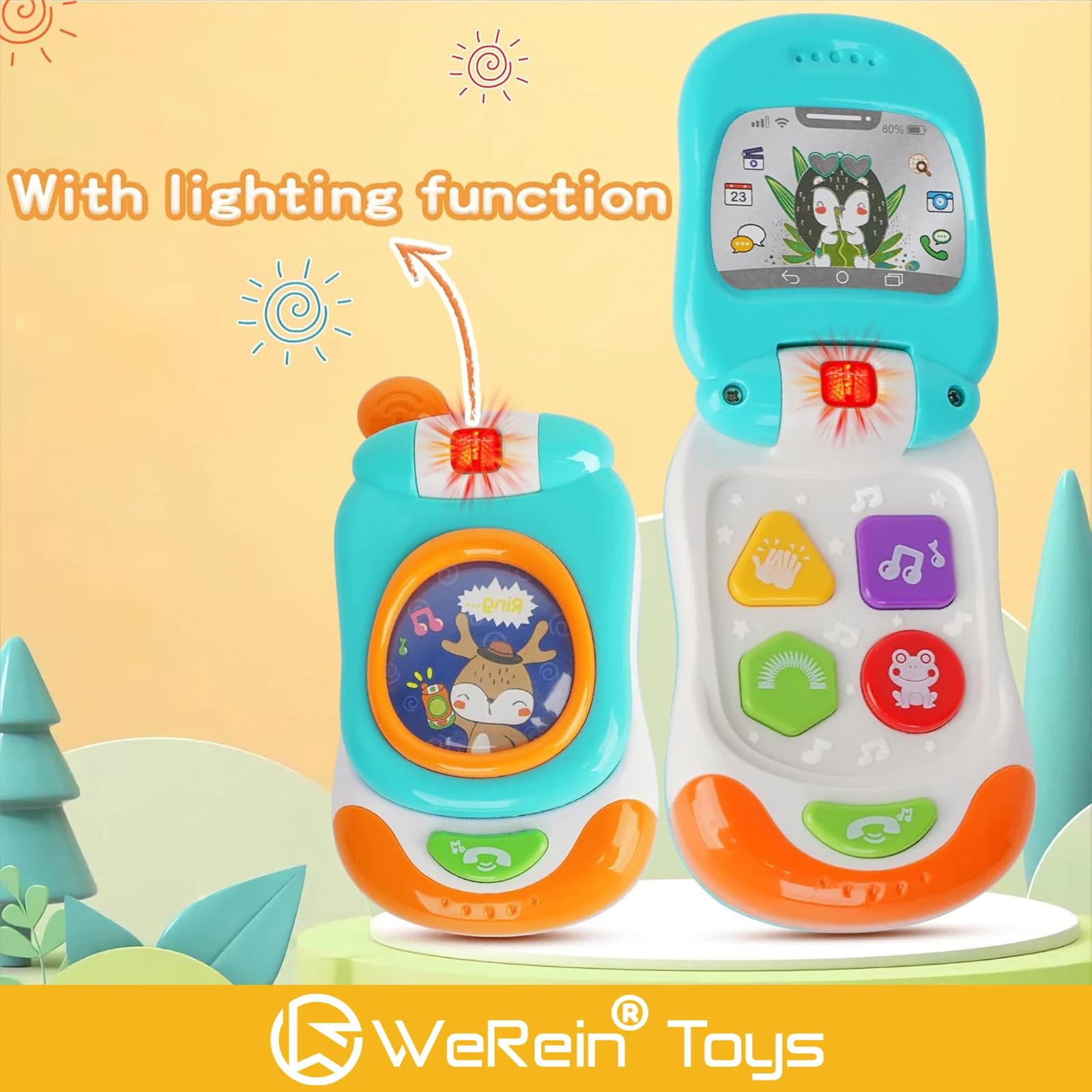 Baby Phone Toy with Light Music Teether Early Educational Toys for Baby, Kids Gifts, Science & Nature Story Learning