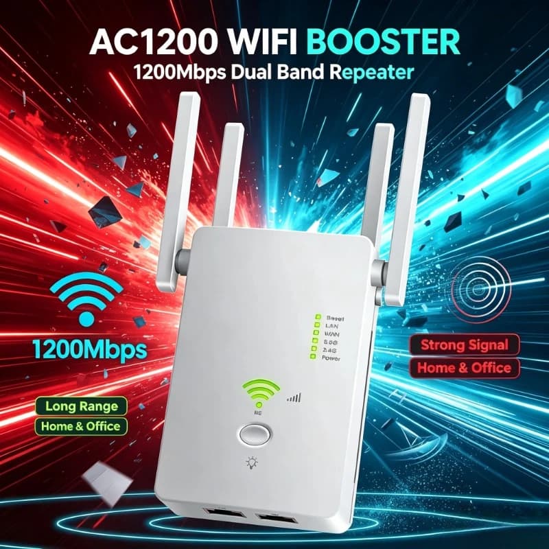 1200Mbps 802.11AC Wireless AP Mode Extender Dual Band Boost Apartment Dead‑Zone WiFi Coverage Repeater