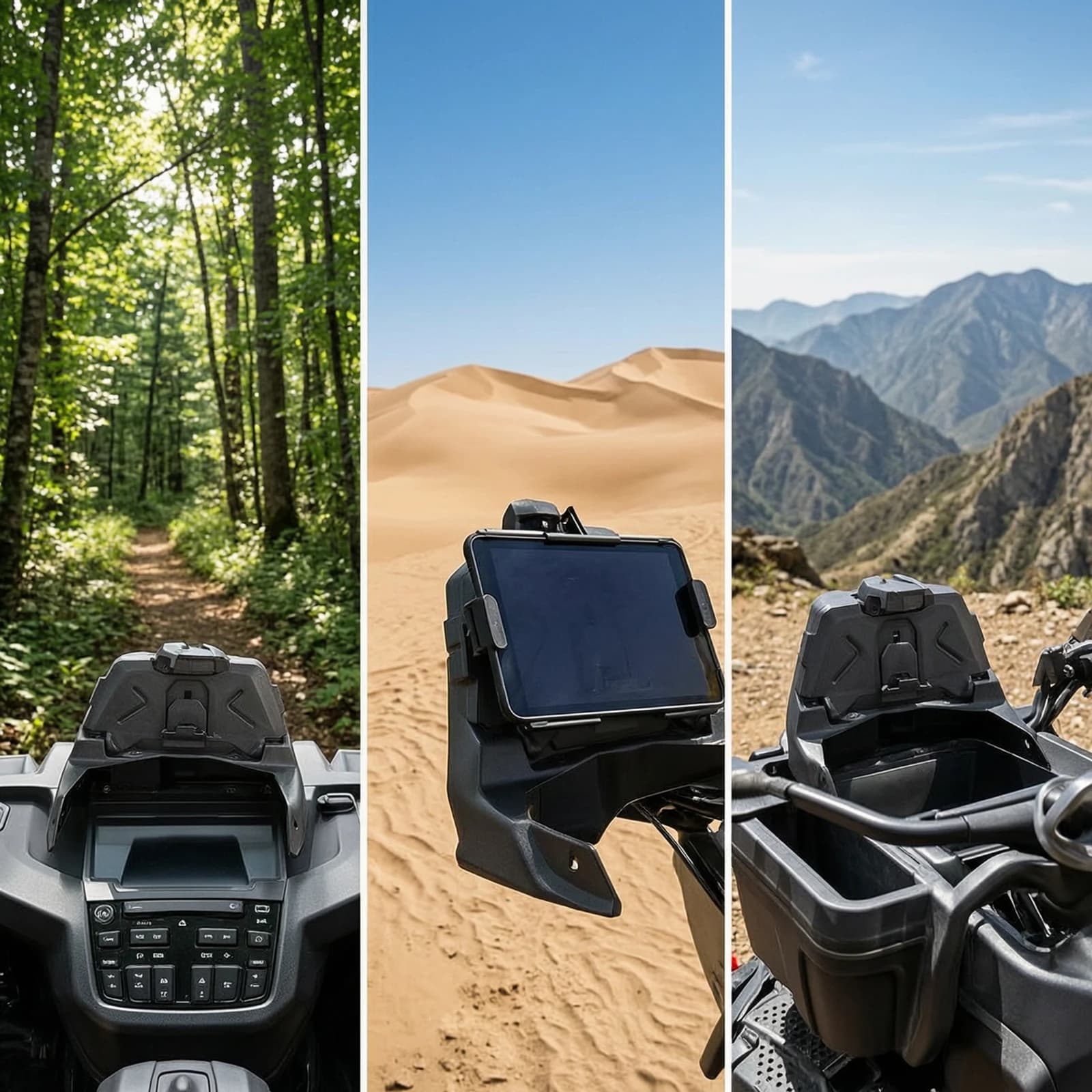ATV Device Holder with Storage Weatherproof Device Holder with Storage Box Tablet Phone Mount Built-in Mounts Secure