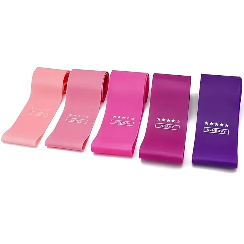Rose Resistance Phase Set for Female Fitness (5 Pieces) - 60×5cm in Ecological TPE, 5 Resistance Levels, Ideal for Gambe and Glutei Training