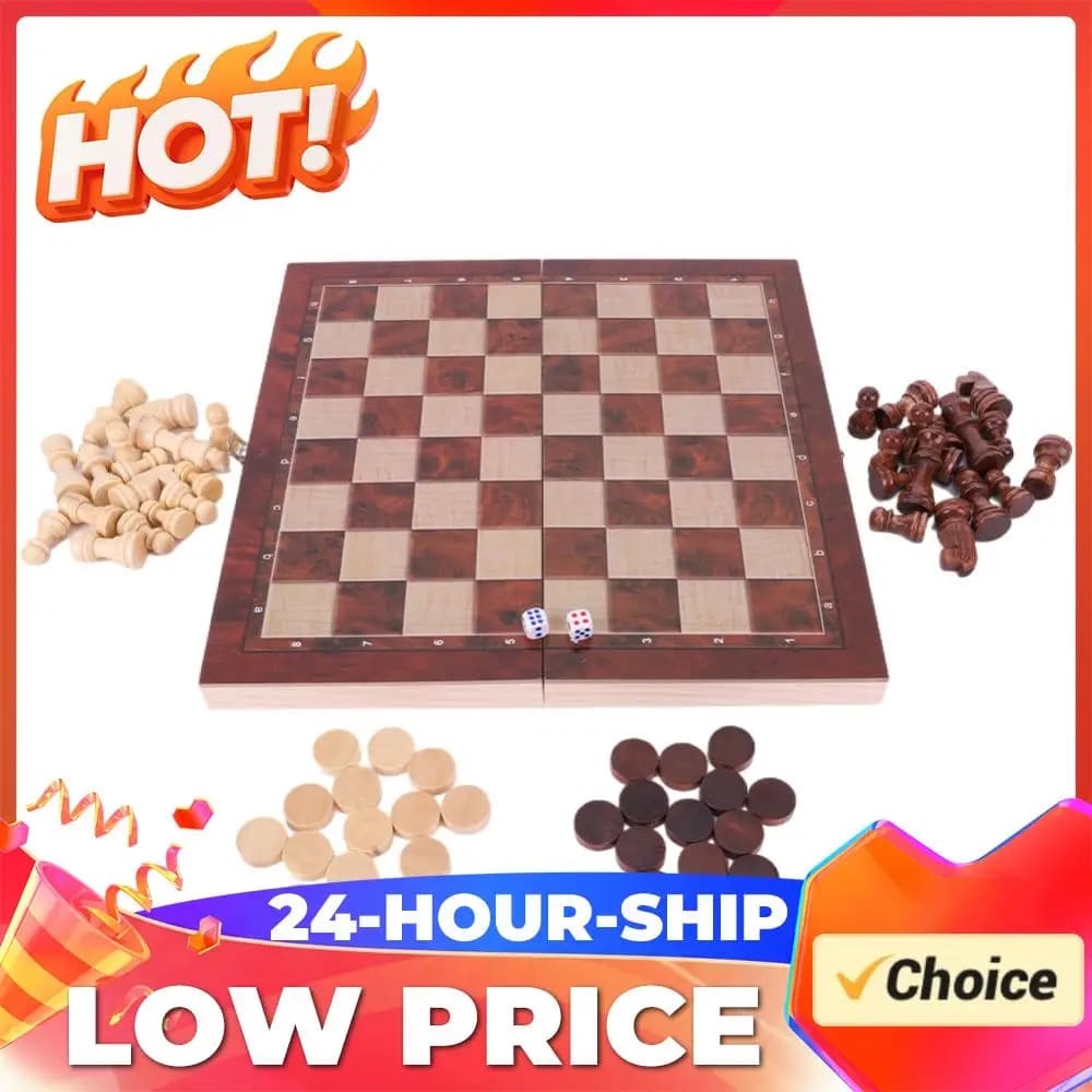 Scacchiera Grande 29x29cm per Sviluppare il Pensiero Strategico, 3 in 1: Scacchi, Dama e Backgammon, Gioco da Tavolo Senza Legno per Ragazzi e Ragazze