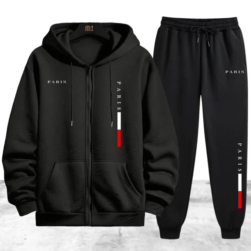 Men's Coat Tracksuit 2 Pcs Set Casual Zip Hooded Sweatshirt Street Sports Jogging Clothing AutumnWinter Single Jacket Tops Pants