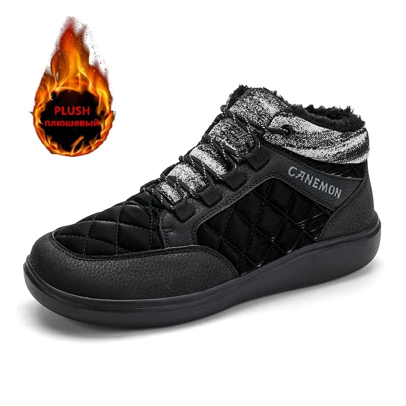 Men Winter Warm Boots Waterproof Men's Boots Warm Plush Snow Boots Outdoor Winter Non-Slip Hiking Boots Lace-Up Work Ankle Boots