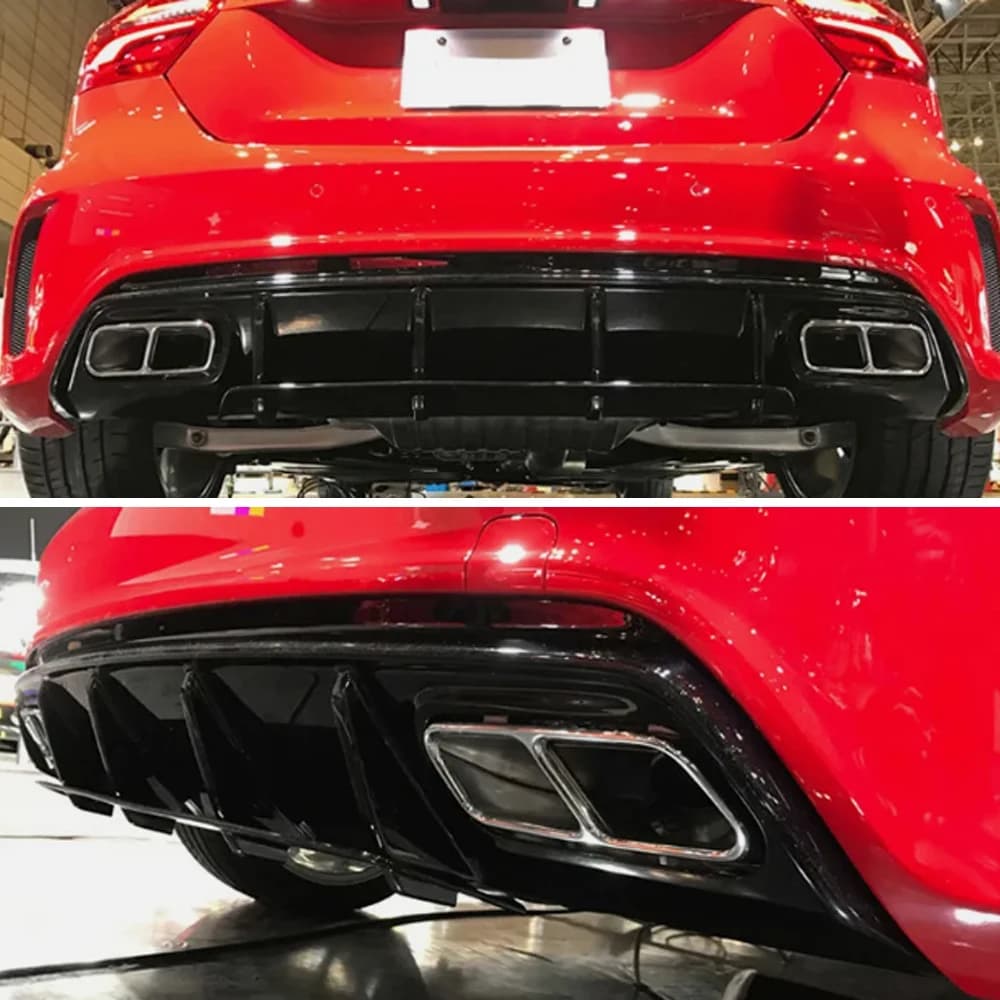 For Mercedes Benz W176 A45 AMG A160 A180 A200 A220 A250 Hatchback Bumpers Poster Diffuser Lip Spoiler with Shoe Tips 2012- 2018