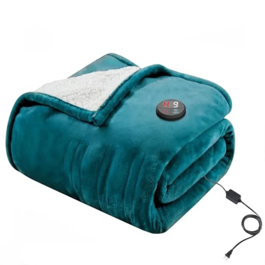 Coperta Elettrica Riscaldante 50''X60'' - Coperta Termica con Pulsante a Singolo Tocco, 10 Livelli di Riscaldamento e 9 Impostazioni di Tempo