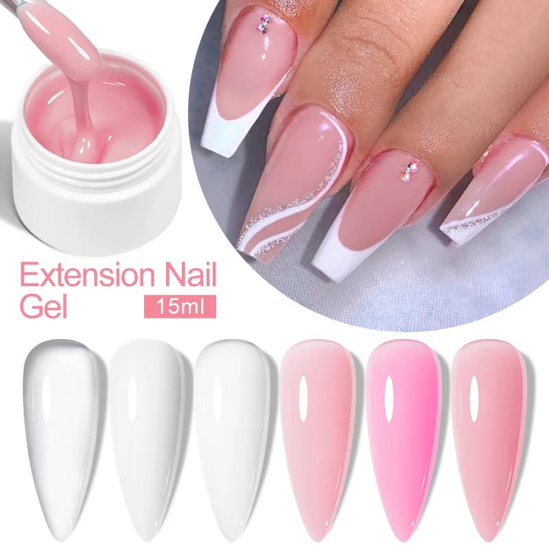 15ml Quick Extension Gel Nail Polish Nude Pink Nail Extension Gel Semi Permanente UV Gel di Costruzione Per Le Estensioni Del Chiodo DIY