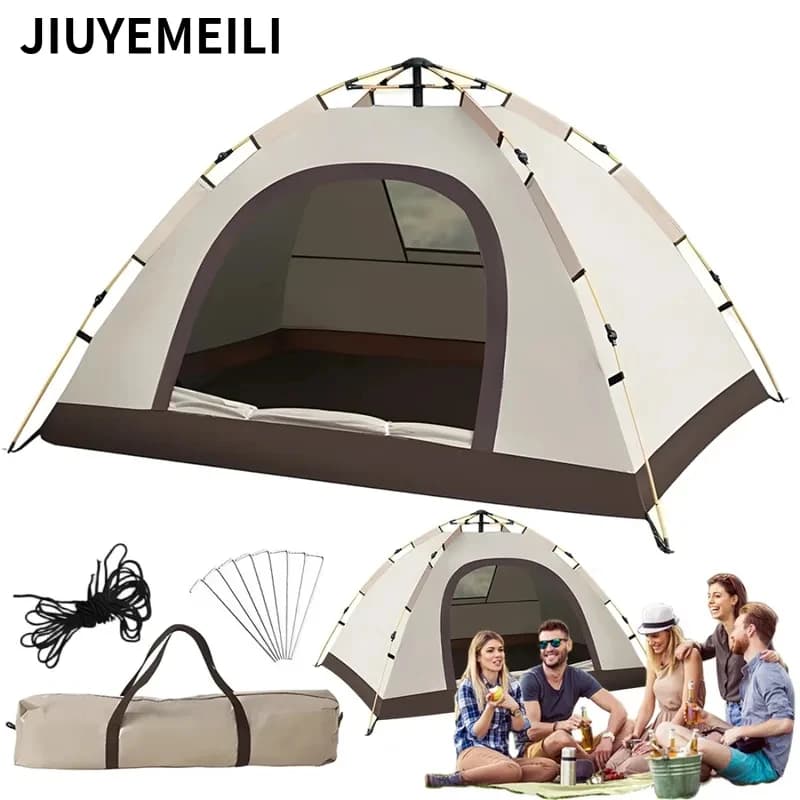 Hydraulic Tent for 2-3 People – Quick Setup Spring System – Dome Structure with Fiberglass Poles – Camping Hiking Picnic Gea