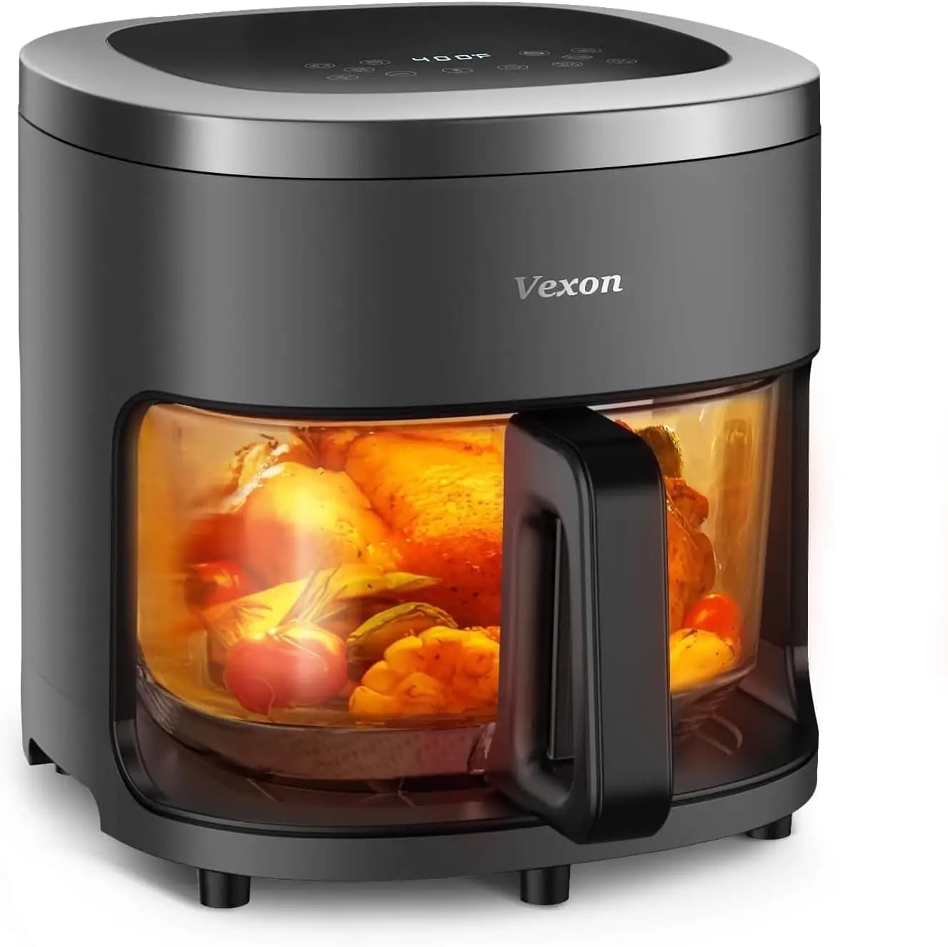 1.2kW Compact 4.5QT Air Fryer, Digital Touchscreen Hot Air Cooker with Viewing Window, Nonstick Fry Basket, Oil-Free Electric Ov