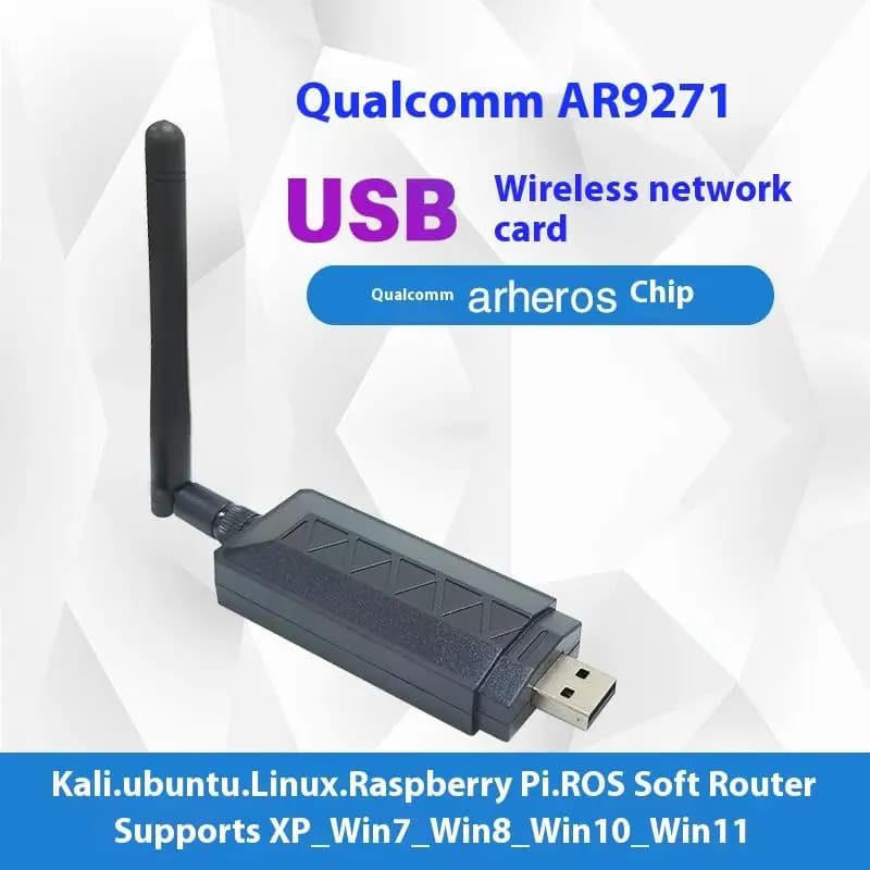 Antenna WiFi 2DBi Adattatore USB wireless Scheda di rete Atheros AR9271 802.11n 150Mbps per Windows 7/8/10 Kali Linux