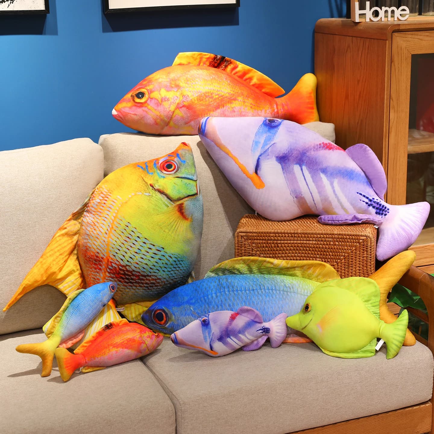 3D simulato pesce di mare giocattoli di peluche colore brillante pesce dorato farcito morbido animale carpa cuscino creativo cuscino del divano decorazioni per la casa