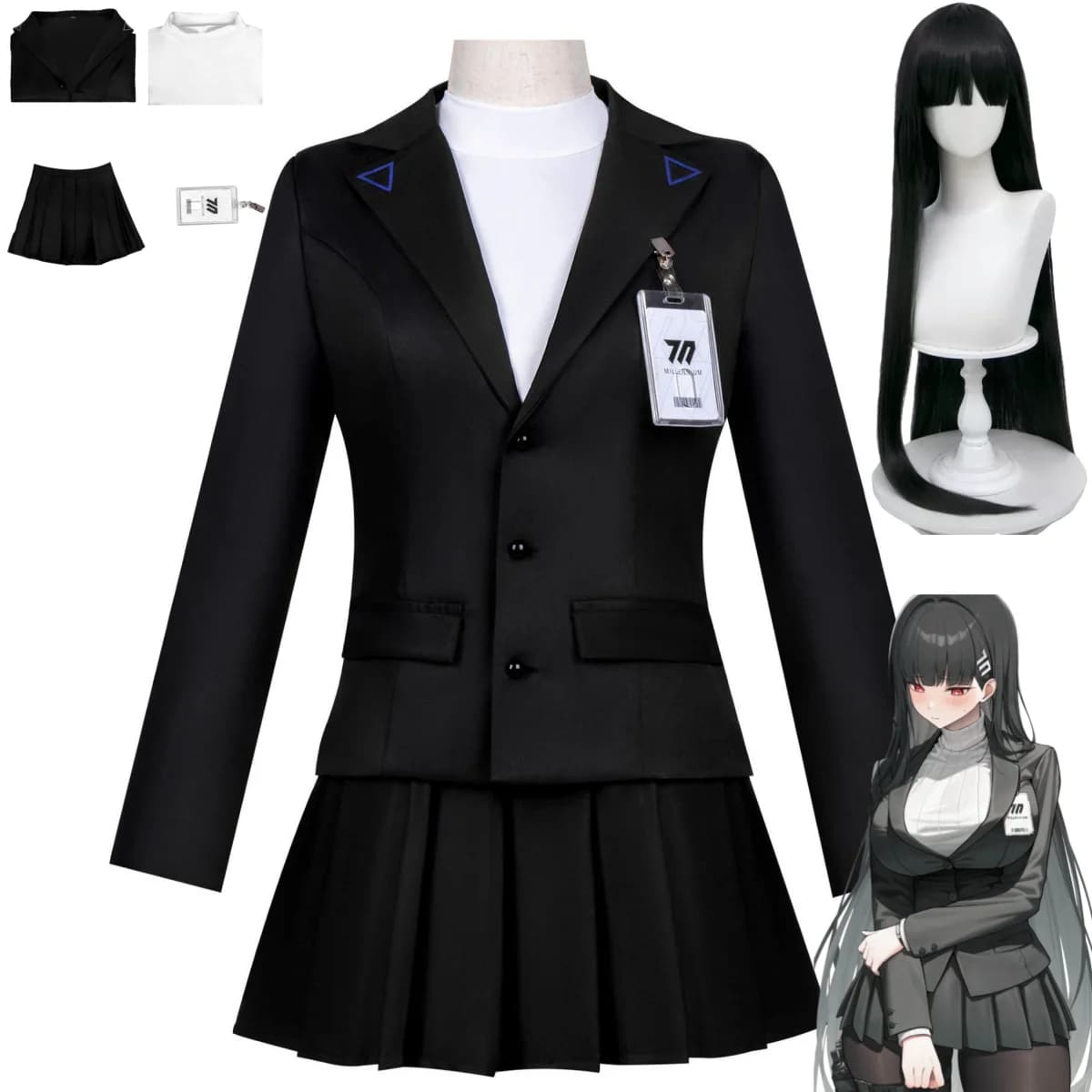 Costume Cosplay Blue Archive The Animation, Parrucca Stile Coreano JK, Uniforme Scolastica, Completo Sexy da Donna per Campus