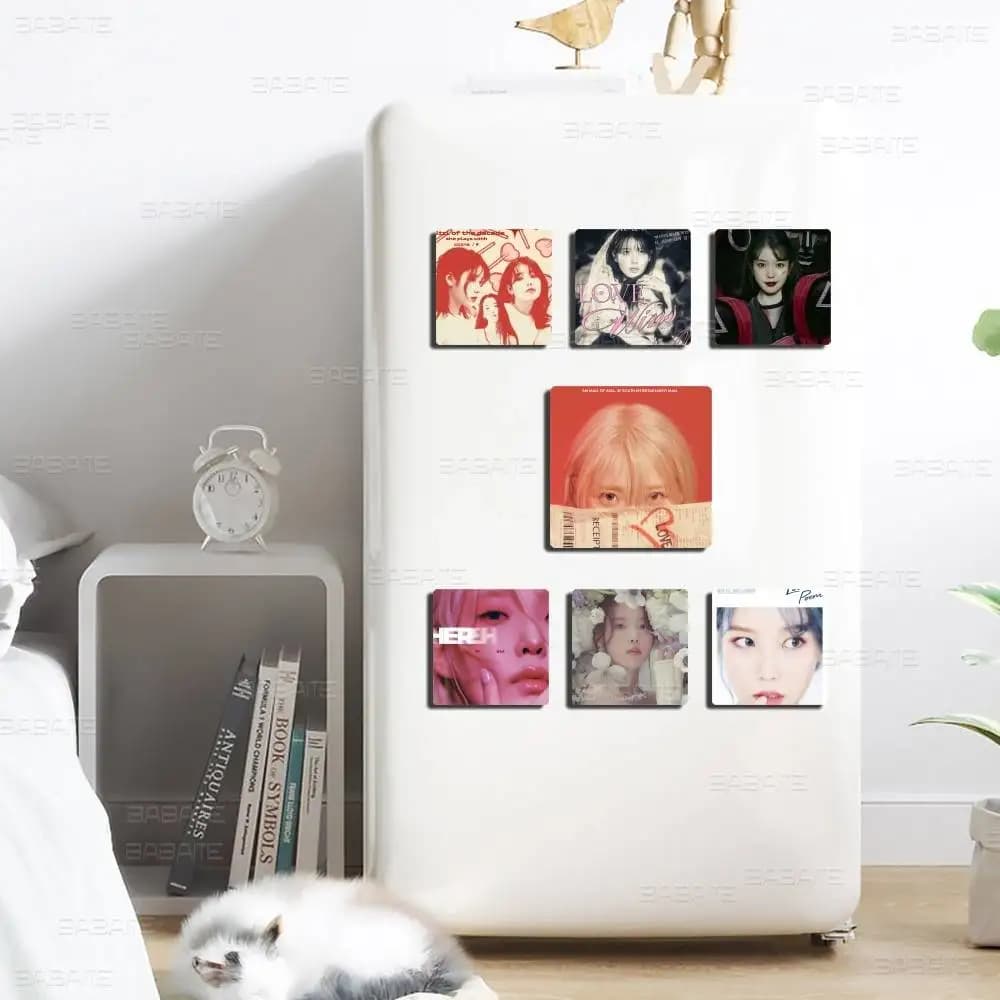 Korean singer IU Photo frame Magnets for refrigerator Magnetic stickers for refrigerator Family Friends Gifts for children Logo souvenirs