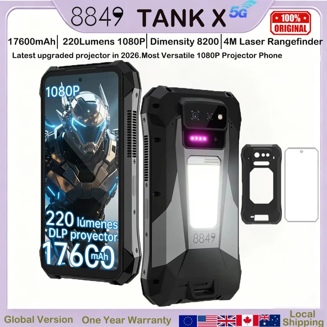 8849 Tank X Unihertz 220 Lumen 1080P Projector Rugged Smart Phone Android 15 17600mAh 512G Dimensity 8200 NFC Night Version 2026