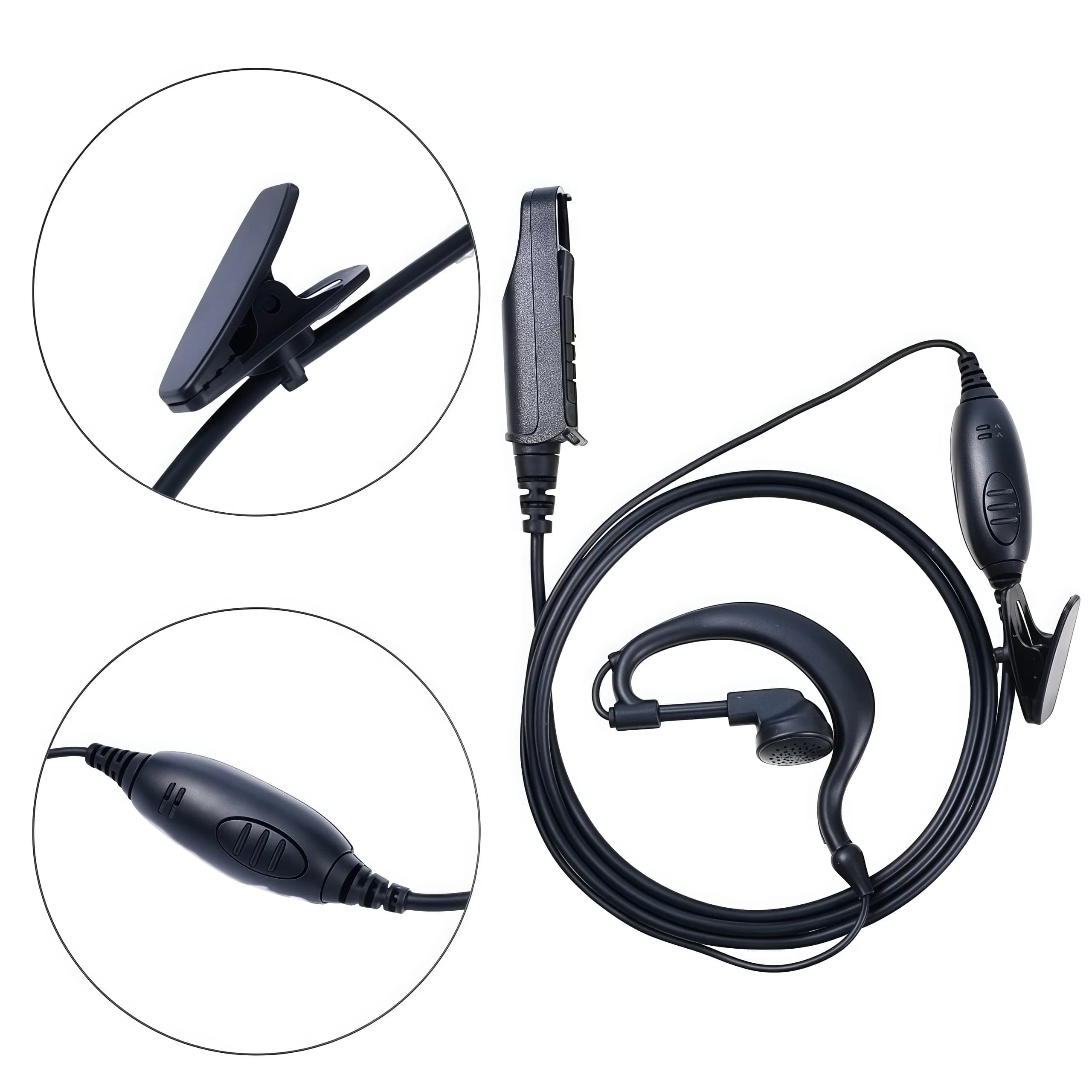 Baofeng UV-9R Walkie Talkie impermeabile Radio bidirezionale con gancio per l'orecchio Cuffie con microfono PTT compatibili con UV9R pro UV-82WP UV-9R plus B