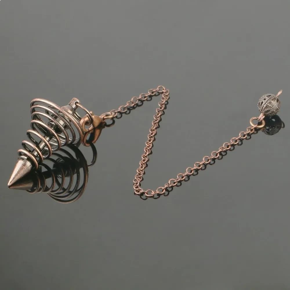 Dowsing Witch Spiritual Pendulos Pointed Meditation Energy Isis Pendulum Spiral Copper Cone Metal Pendulum Women Girls
