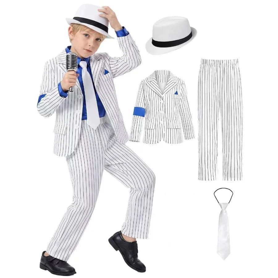 2026 Boys' clothing Michael Jackson long sleeved pants set Children's Michael MJ dance costume