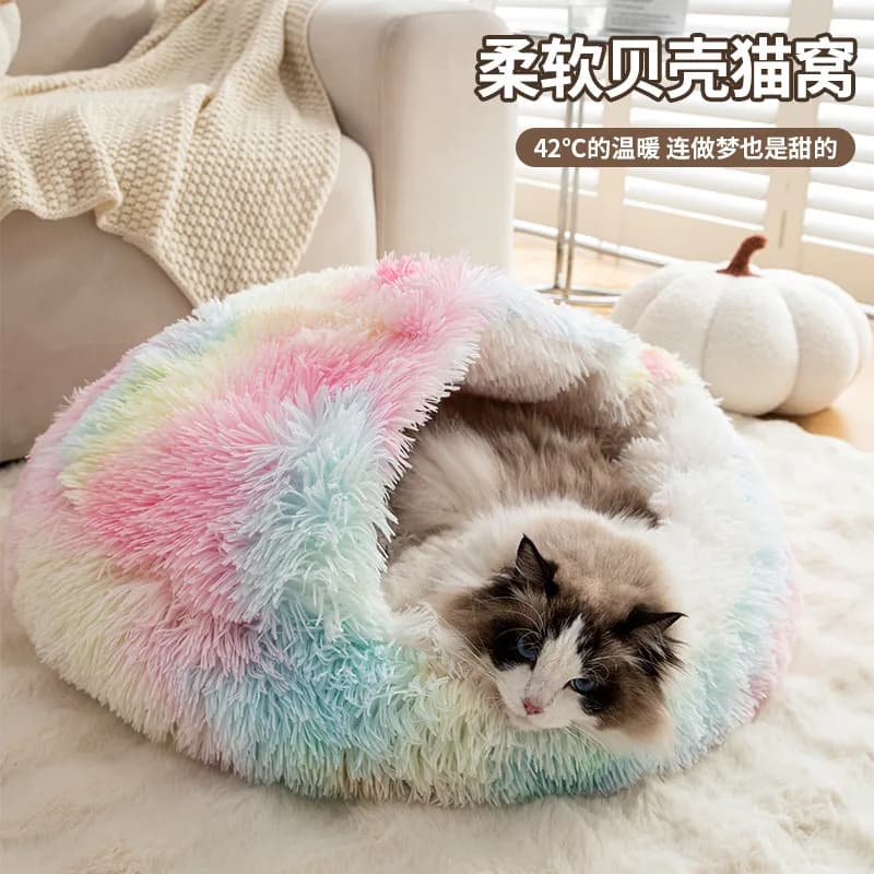 Cuccia per animali domestici disponibile per quattro stagioni, ideale per autunno e inverno, con imbottitura in velluto caldo, adatta a cani e gatti di piccola taglia.