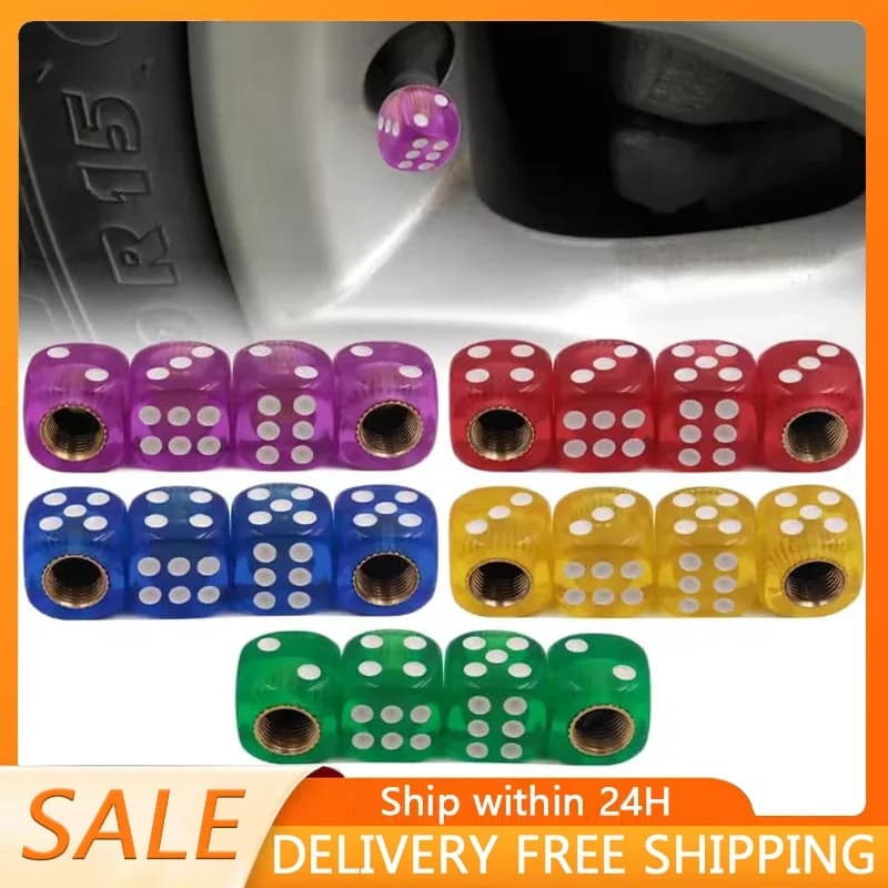 4Pcs Aluminum Car Truck Motocycle Bike Dice Wheel Stem Tyre Tire Wheel Stem Air Valve Dust Cap Cover