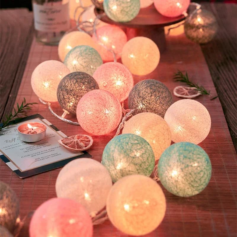 20 LED batuffolo di cotone ghirlanda luci della stringa corde di illuminazione fata di Natale per le vacanze all'aperto matrimonio festa di Natale decorazione della casa
