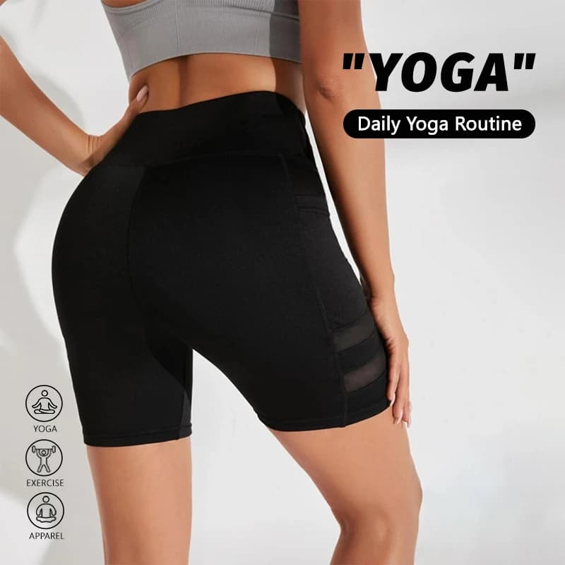 High waist women sports leggings with striped design, fast and breathable drying, with hidden pockets for fitness, running and cycling