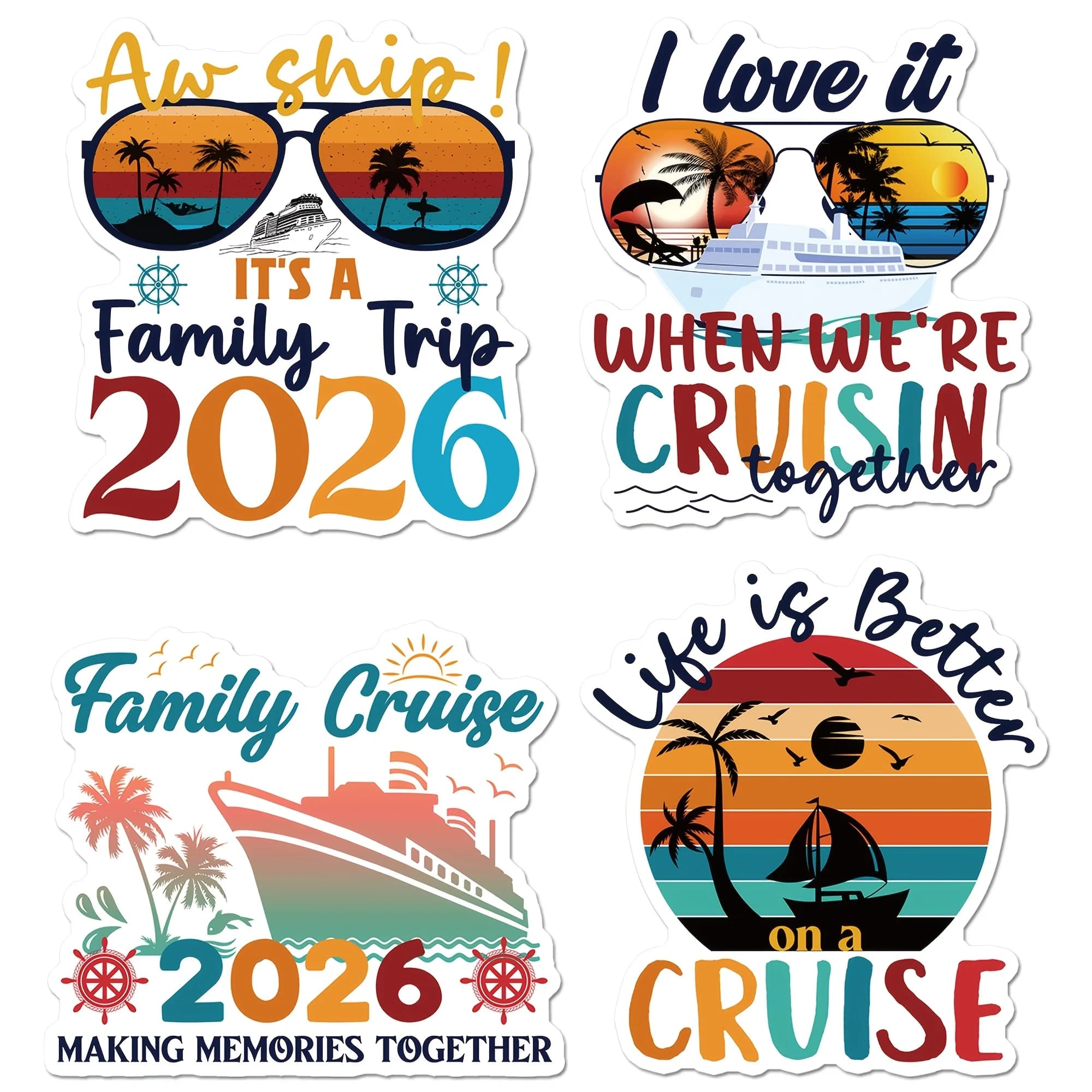 Set di 4 Adesivi Vintage per Frigorifero a Tema Nautico, Decorazione per Porta della Cabina di Crociera 2026