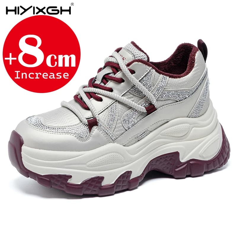 New sneakers with 8 cm thick sole, suitable for women, comfortable and light casual shoes, fashionable sneakers with thick sole for everyday use