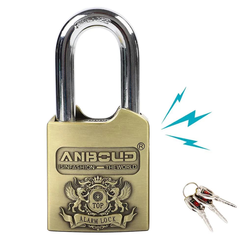 Lucchetto con allarme - Blocco allarme di sicurezza antifurto per carichi pesanti - Suono di allarme da 120 dB per capannone di stoccaggio, garage, armadietto, porte scorrevoli