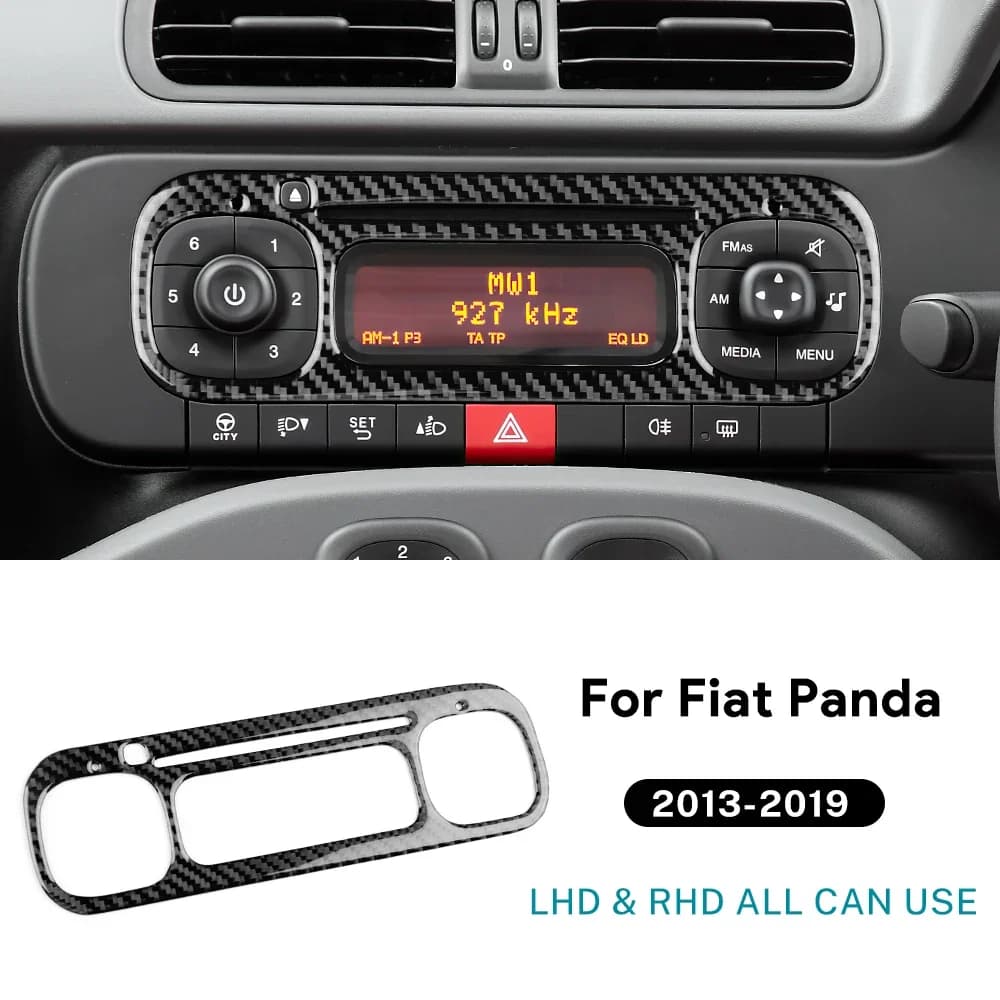 Carbon Fiber Rear Cover for Screen Fiat Panda 2019-2025, Rear Panel Cover Dashboard, Set Styling Radio Console Central