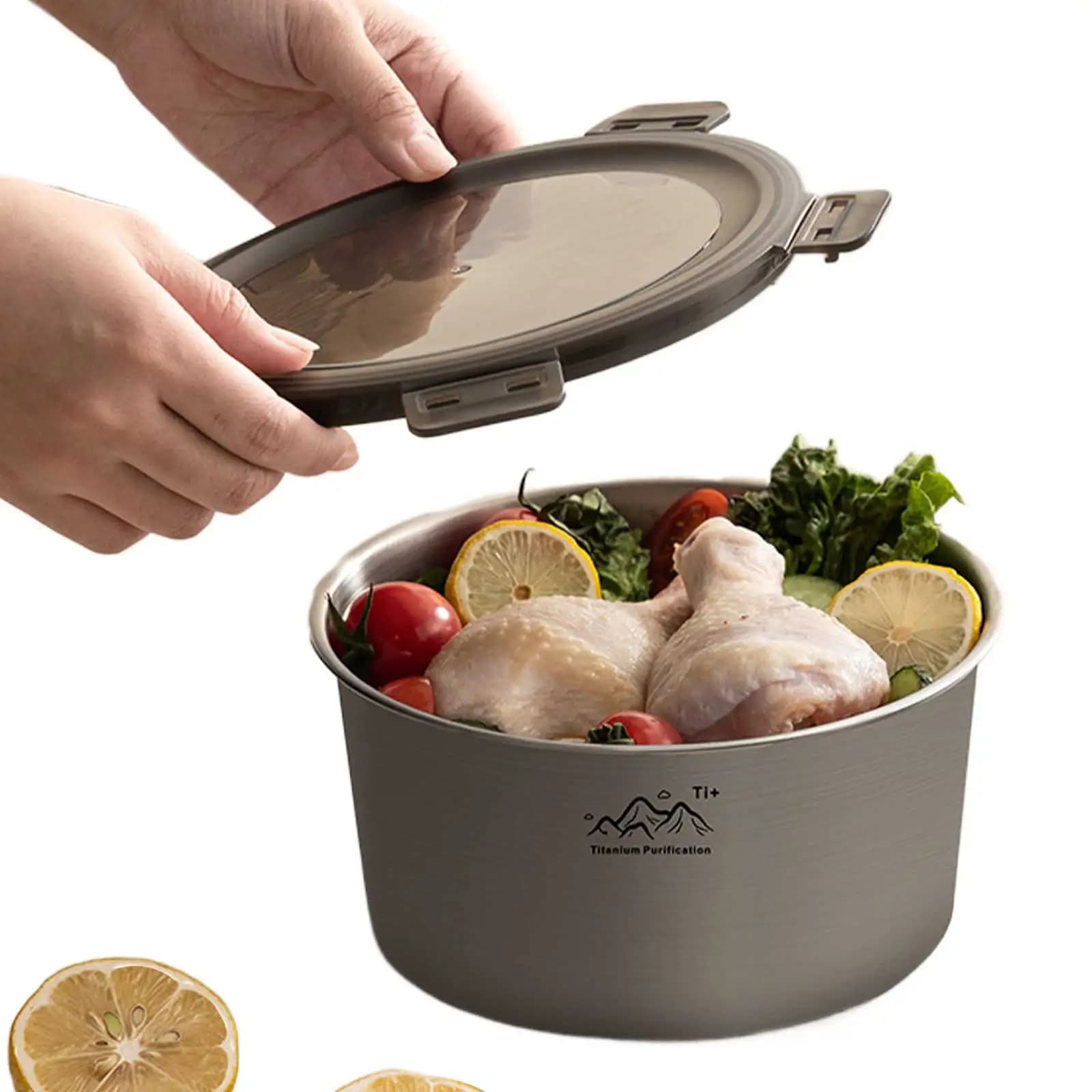 Contenitore Rotondo per Alimenti in Acciaio Inox, Ermetico e Anti-perdita, con Coperchio Sigillato per Campeggio, Viaggi e Lavoro