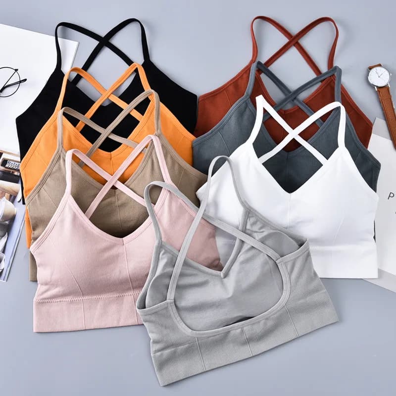 Women sports bra cross strap beauty back underwear push up sexy race yoga fitness bra sporty top breathable gym top fast drying
