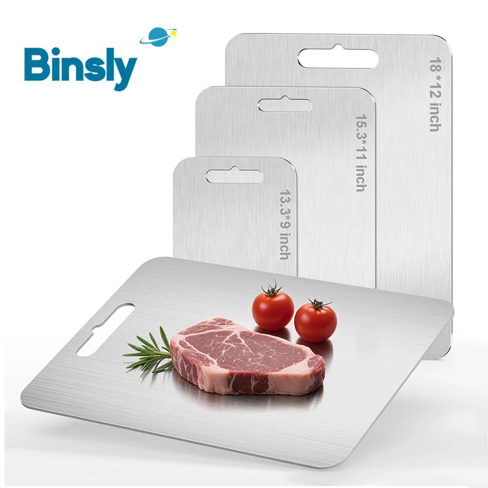 Large Stainless Steel Cutting Board Hangable Kitchen Gadgets Antibacterial Thick Chopping Board for Meats Fruits Dishwasher Safe