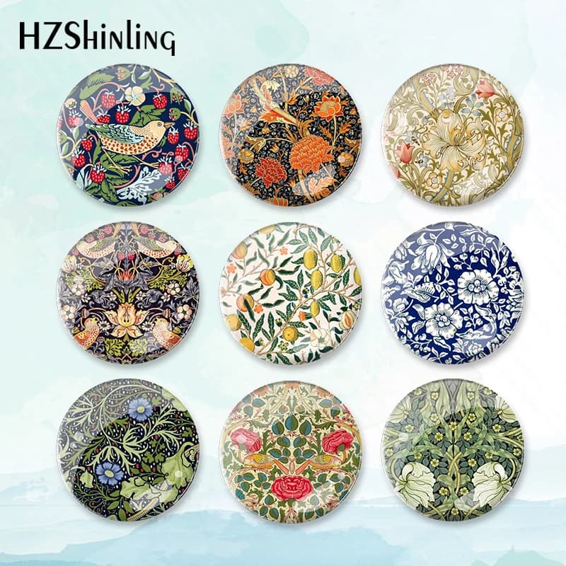 2023 nuovo William Morris fragola ladro distintivo spilla arte pittura Pin zaino decorazione spille gioielli rotondi regalo donna