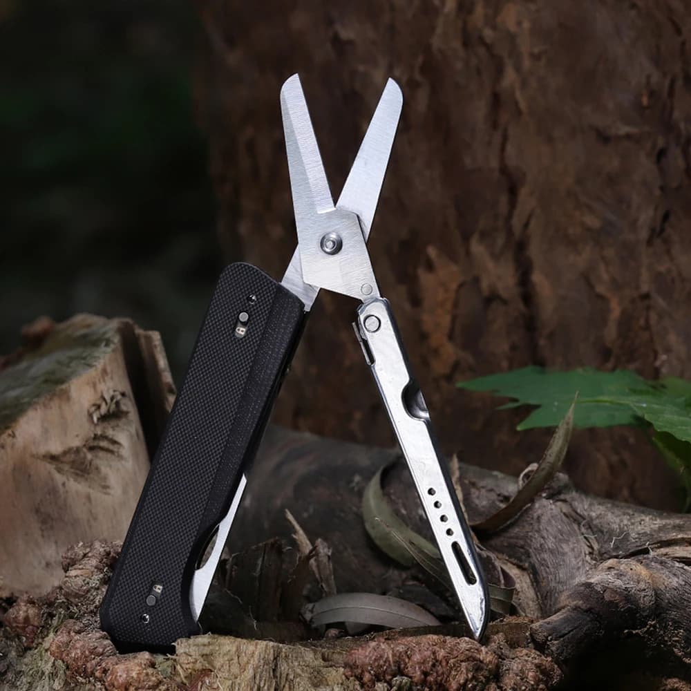 ROXON S501U Forbici tascabili pieghevoli e lama di coltello sostituibile con clip da cintura, multiutensile 2 in 1 per all'aperto, campeggio, escursionismo,