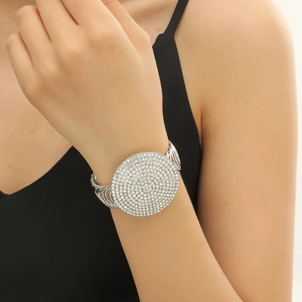 Jewelry Accessories Exaggerated Rhinestone Bangle Shiny Luxury Cuff Bangles Fashion Europe American Style Glitter Bracelet Gift